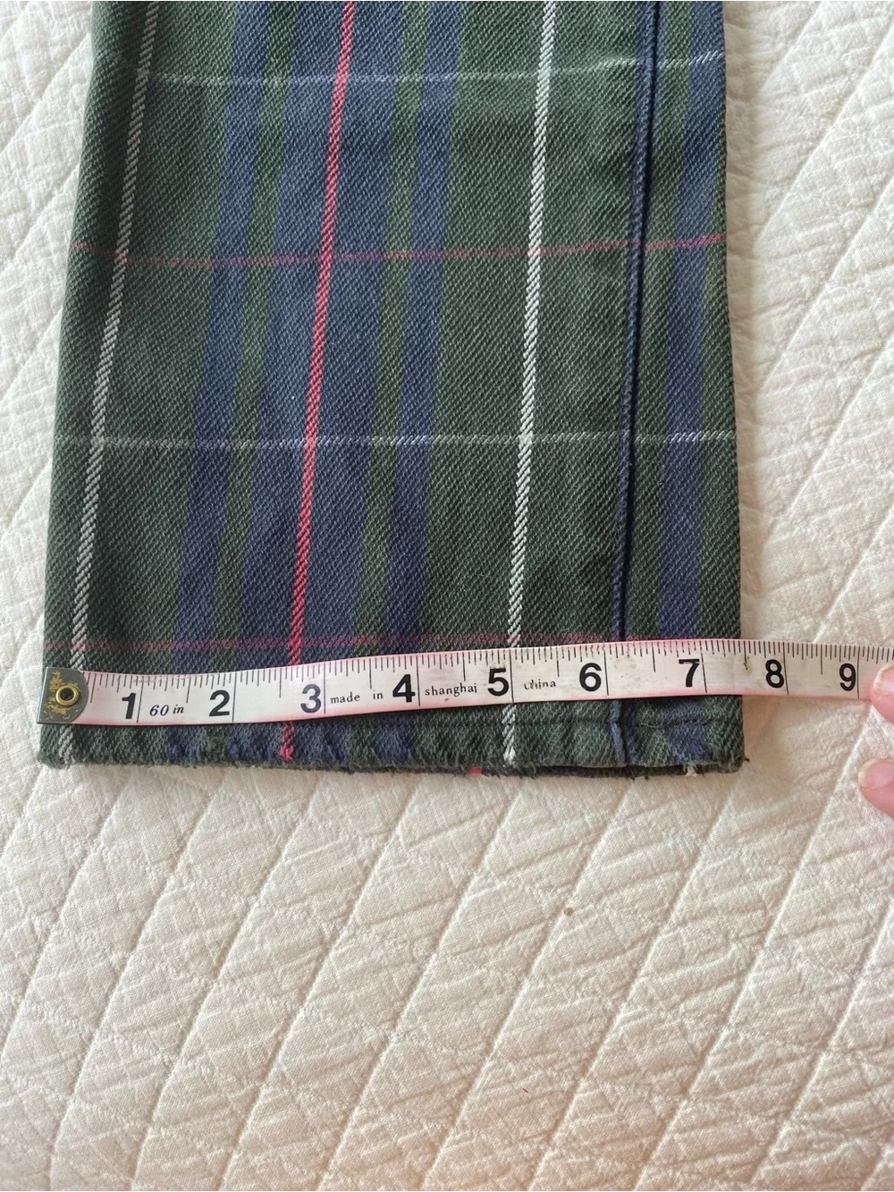 VTG Polo Ralph Lauren Varick Slim Straight Green Plaid Tartan Pants Preppy 32x30